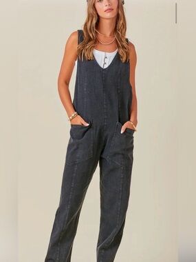 Free People Women’s black denim jumpsuit